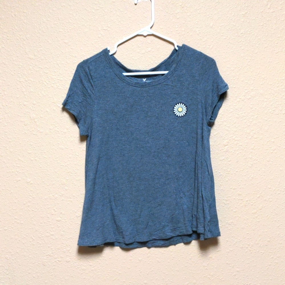 American Eagle heather grey gray daisy flower soft and sexy tee short size small